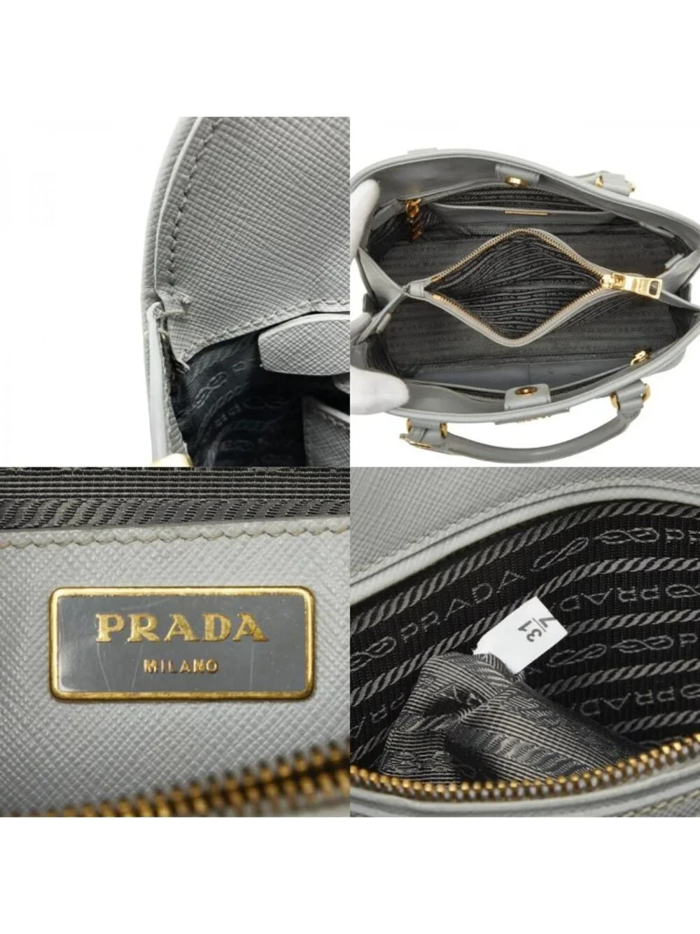 Prada Handbag Blue Gray Leather
